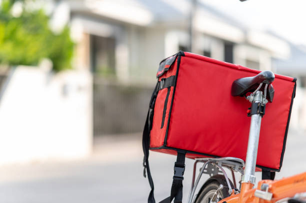 istock A red bag placed on a bicycle preparing to deliver parcels to customers