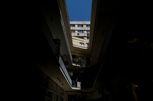 Old apartments in center of Athens, Greece on May 13, 2021.