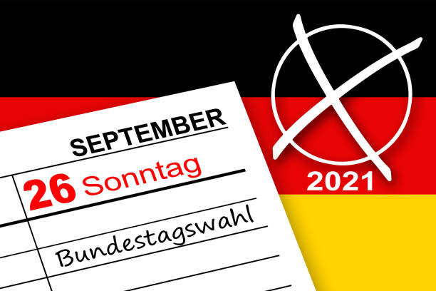 calendário 26 de setembro de 2021 e eleições alemãs - german flag - fotografias e filmes do acervo