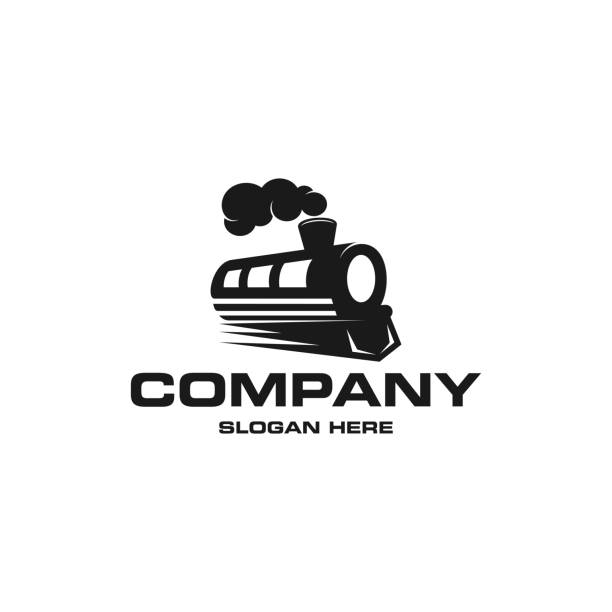 поезд классический вектор логотип дизайн - train steam train vector silhouette stock illustrations
