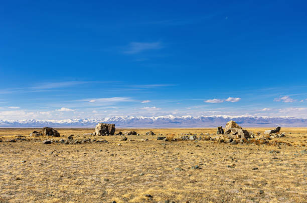 istock Tarkhatinsky megalithic complex consists of stone blocks. It is archaeological monument in Altai Republic 1321167374