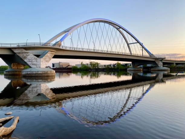 istock Northeast Minneapolis Riverfront and Lowry Bridge at Sunset 1321167601