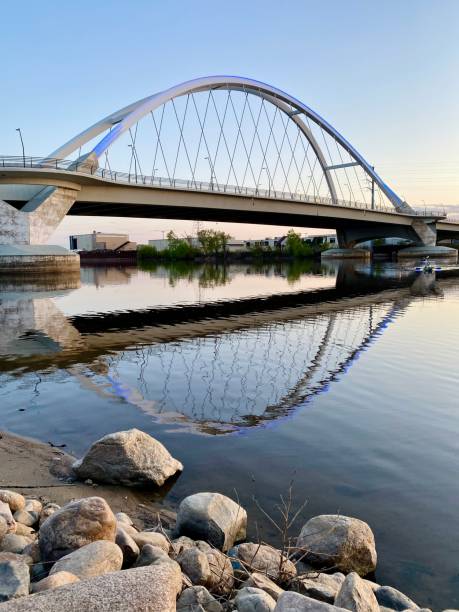 istock Northeast Minneapolis Riverfront and Lowry Bridge at Sunset 1321167603