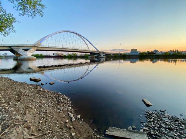 istock Northeast Minneapolis Riverfront and Lowry Bridge at Sunset 1321167613
