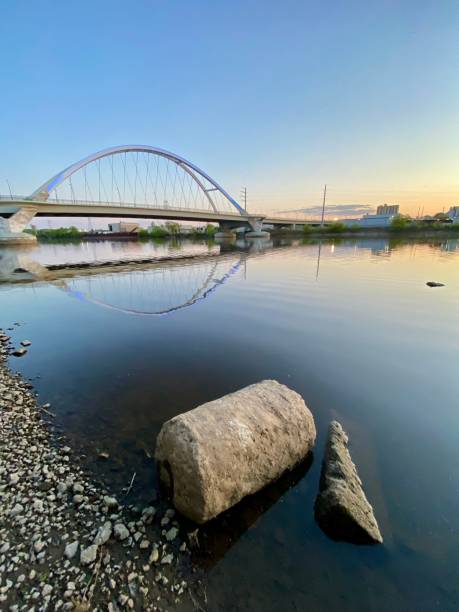 Northeast Minneapolis Riverfront and Lowry Bridge at Sunset
