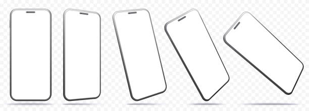 istock Mobile Phone Vector Mockup With Perspective Views. Smartphone Screens Isolated on Transparent Background. 1321171048
