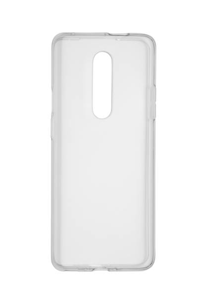 istock Protective, transparent silicone smartphone case with camera cutout and corner protection. Isolated on a white background, close-up 1321173663