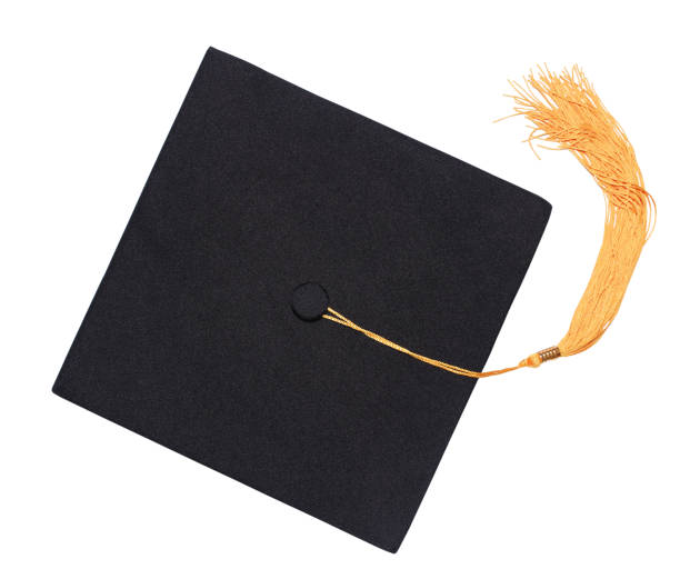 istock Graduate cap with yellow tassel isolated 1321173903