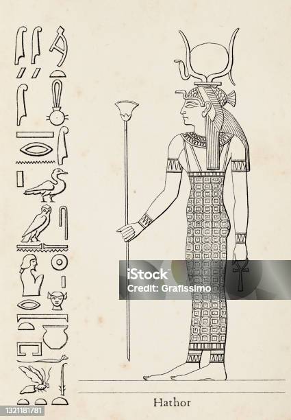 Ancient Egyptian Hieroglyph Of Goddess Hathor Stock Illustration - Download Image Now - Egypt, Hathor, Hieroglyphics