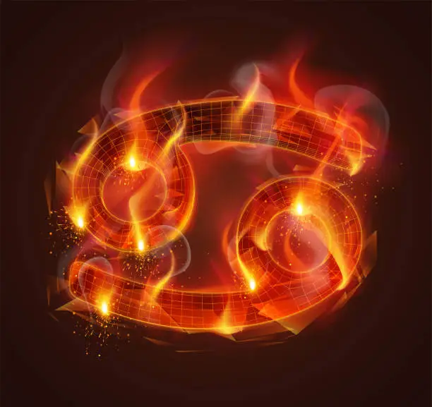 Vector illustration of vector fire symbol. bright burning. on a dark background.