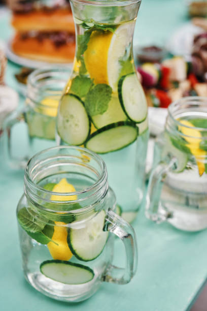istock Infused Water with Fresh Cucumber, Lemon and Mint 1321189641