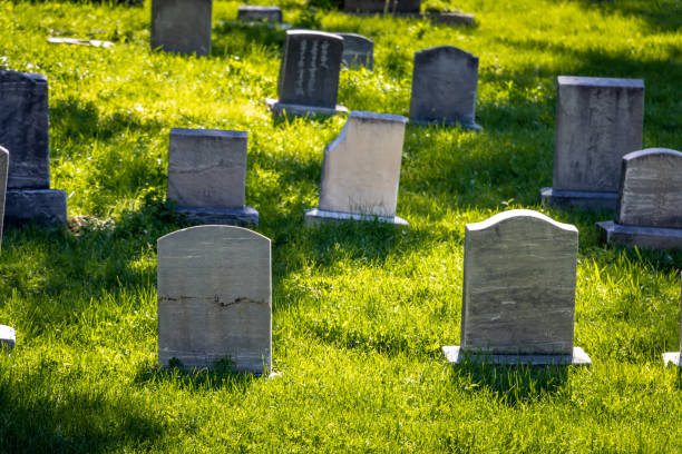 istock Grave Headstones on the Side of a Hill 1321193932