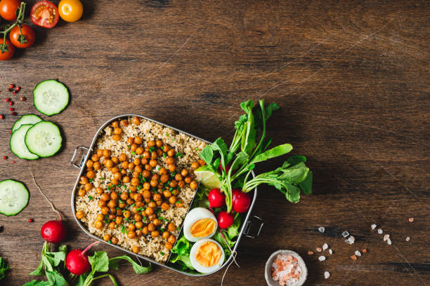 istock Healthy lunch box with quinoa, chickpeas, boiled eggs and radishes 1321195568