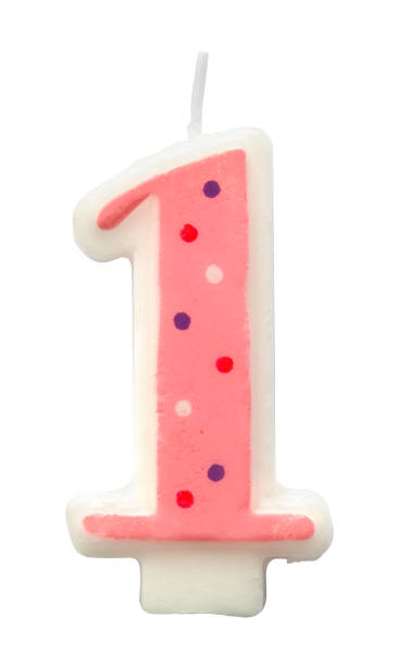 istock Pink Number One Candle 1321199444