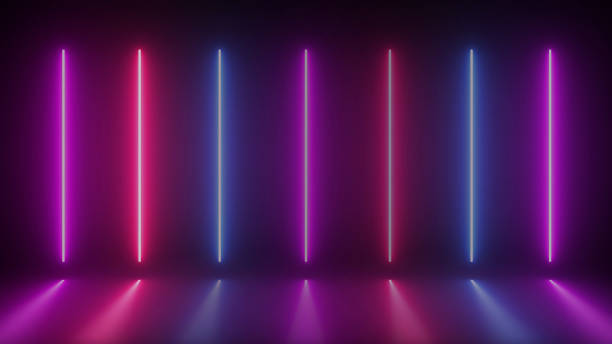 istock Glowing neon tunnel. Abstract seamless background. Fluorescent ultraviolet light 1321202849