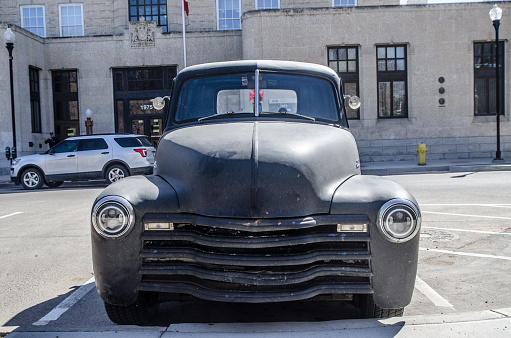 Saint John, New Brunswick, Canada - August 10, 2013: 1938 Chevrolet pickup truck , local car show at Brett Motors, Saint John, New Brunswick, Canada