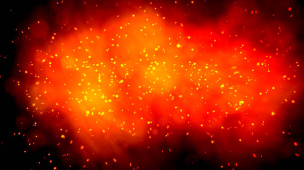 istock Red hot flames of fire isolated on black 1321203599