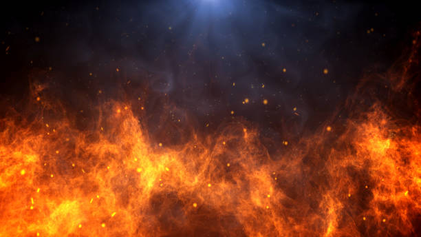 Red hot flames of fire isolated on black