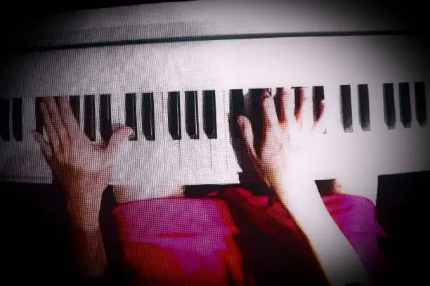 Photo of musical piano keyboard, piano keys