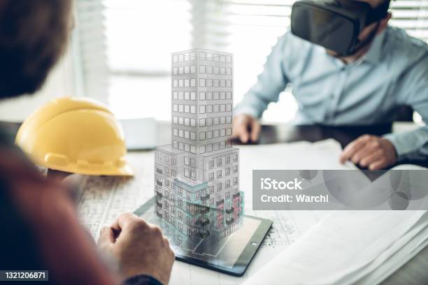 Architects Using Virtual Reality Stock Photo - Download Image Now - Building Information Modeling, Architecture, Construction Industry