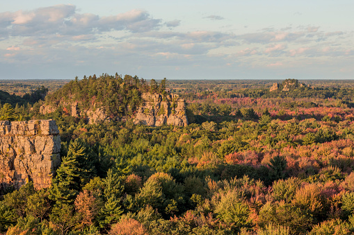 A Telephoto Shot of Jagged Rock and the Glacially Carved Mill Bluffs of Central Wisconsin