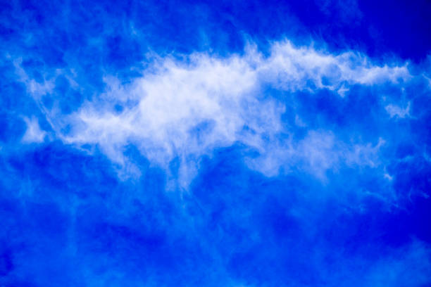 beautiful deep clear blue sky, view on white creamy and fluffy high cumulus clouds, abstract dream cloud background for relaxation and meditation, light heaven with space, skies texture and pattern