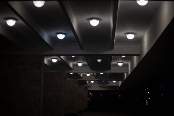 istock Ceiling lamps. Ceiling lighting in the subway. 1321222769