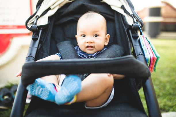istock portrait baby sitting on stroller 1321225432