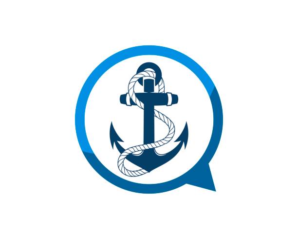 항해 앵커와 밧줄과 간단한 거품 채팅 - anchor harbor vector symbol stock illustrations