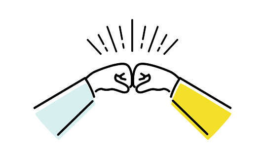 Illustration of fist bump. The fist bump is a greeting that touches fists and fists.