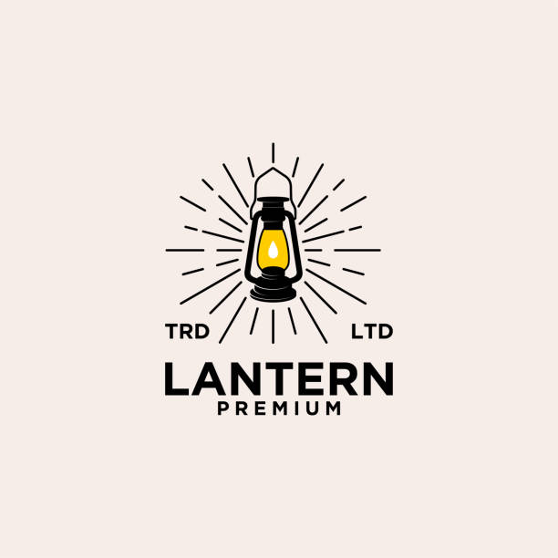 latarnia vintage logo ikona ilustracja premium vector - oil lantern stock illustrations