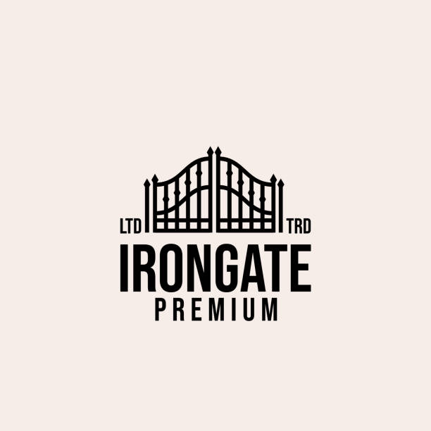 premium iron gate vector design premium iron gate vector design gate stock illustrations