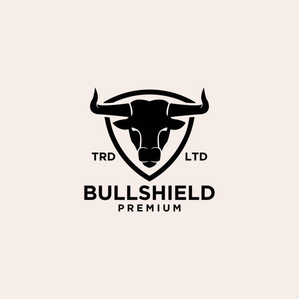 bull shield vector design bull shield vector design wild cattle stock illustrations