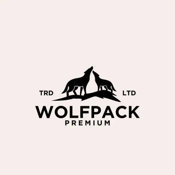 Vector illustration of premium wolf pack vector design