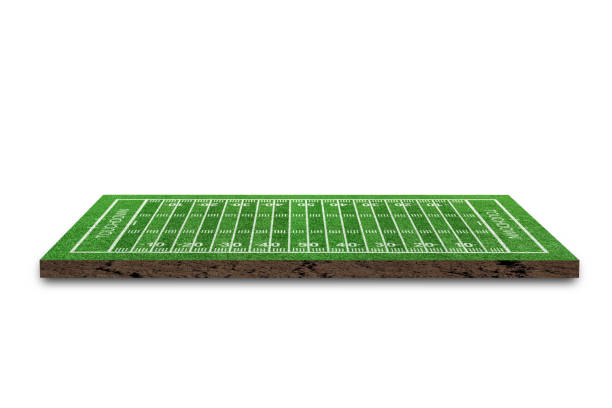 Playing catch on a football field