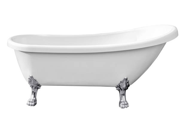 vintage badewanne isoliert auf weißem hintergrund - bathtub stock-fotos und bilder