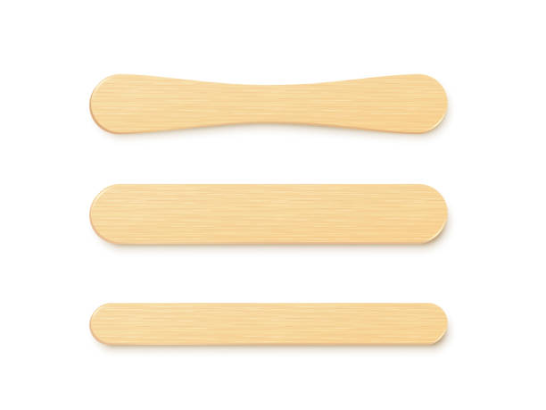 istock Ice cream snack sticks set. Simple wooden element collection for making summer food. Brown wood elements with different shape. Medical equipment group for throat examination 1321239177