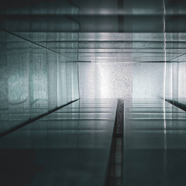 view inside the duct, large square section, blurred foreground and background with bokeh effect