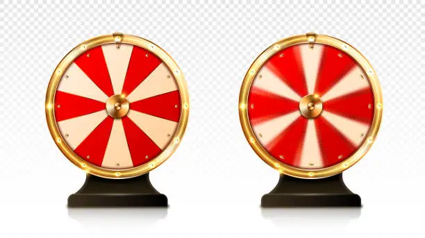 Vector illustration of Fortune wheel spin, casino lucky roulette game