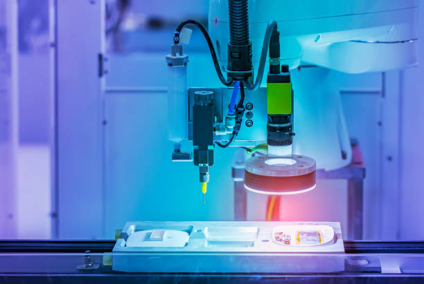 istock smart robot in manufacturing industry for industry 4.0 and technology concept. Robotic vision sensor camera system. 1321244385