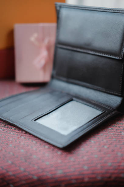 istock Genuine leather men's bifold wallet, close up 1321245408