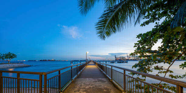 istock Waterfront walking pier in Singapore 1321247589