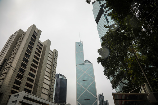 Shanghai, China - October 27th 2022: Aerial view of Shanghai financial buildings and Residential district in the day