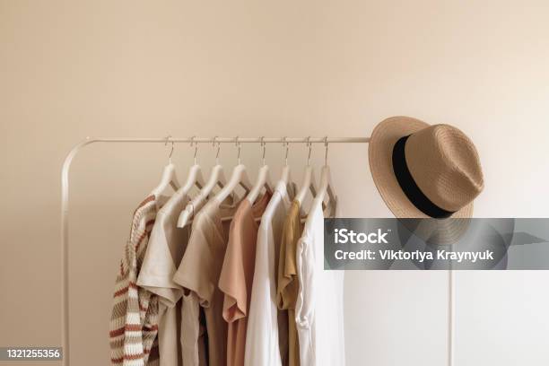 Rack With Stylish Womens Summer Clothes Concept For Shopping Store Beauty Fashion Stock Photo - Download Image Now