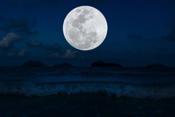 istock Full moon on sky over sea in the night. 1321259552