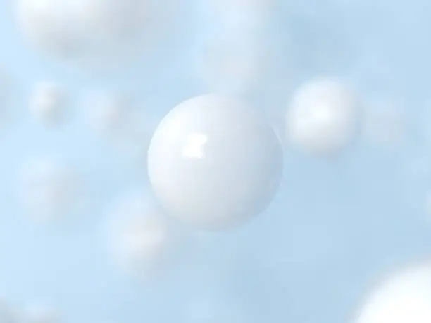 Photo of Abstract white bubble background. 3D Scene.