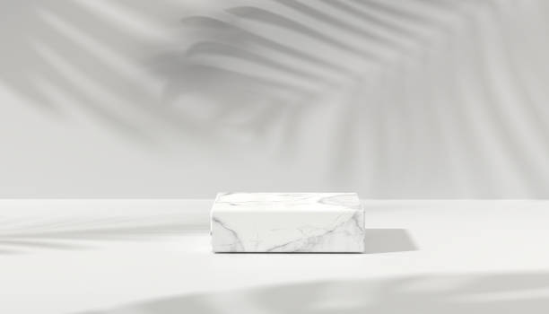 marbel подиум для демонстрации продукции. белый мраморный дисплей продукта. естественное пространство для копирования света. минимальный абс - podium стоковые фото и изображения