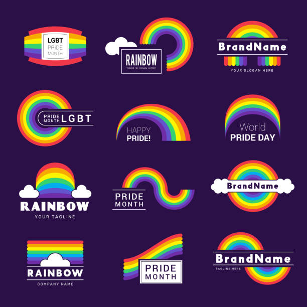 Rainbow symbol. Business colored symbols lgbt icon weather rainbow recent vector stylized templates collection Rainbow symbol. Business colored symbols lgbt icon weather rainbow recent vector stylized templates collection. Rainbow lgbt and business symbol vibrant illustration rainbow swirls stock illustrations