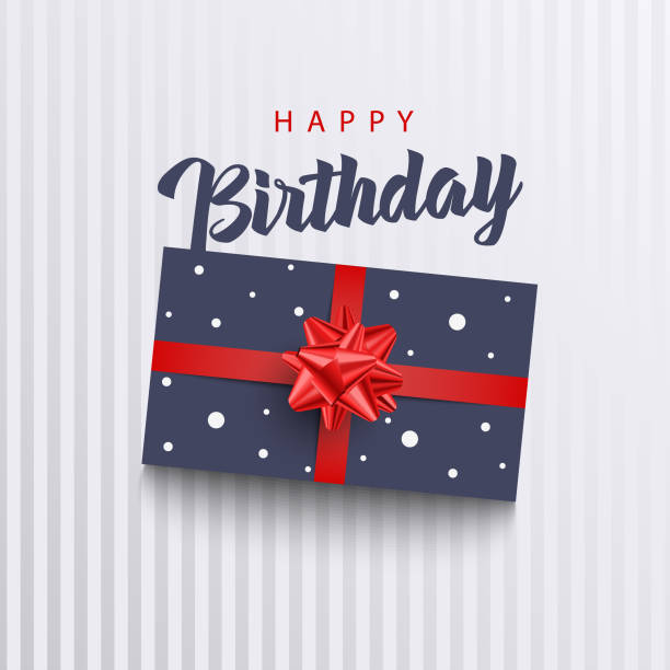 istock Birthday card with big gift and ribbon template 1321275489