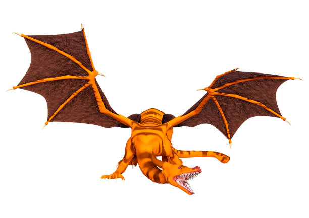 3D rendering of a fantasy dragon isolated on white background